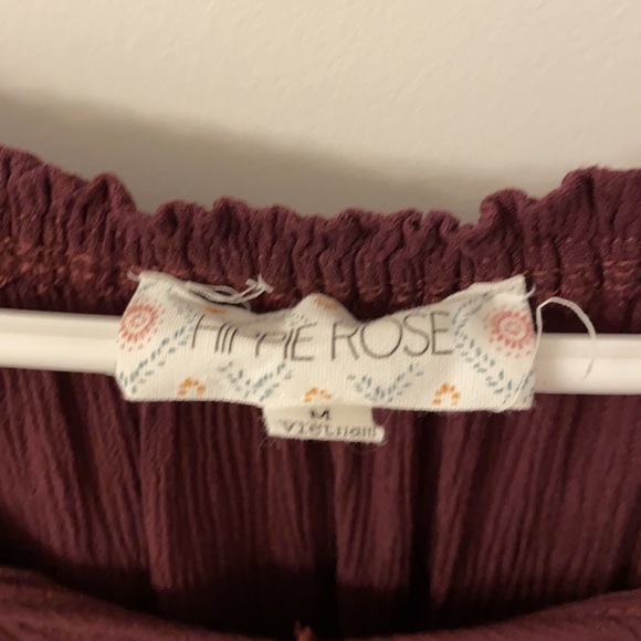 Hippie Rose Burgundy Peplum Top - Picture 3 of 3